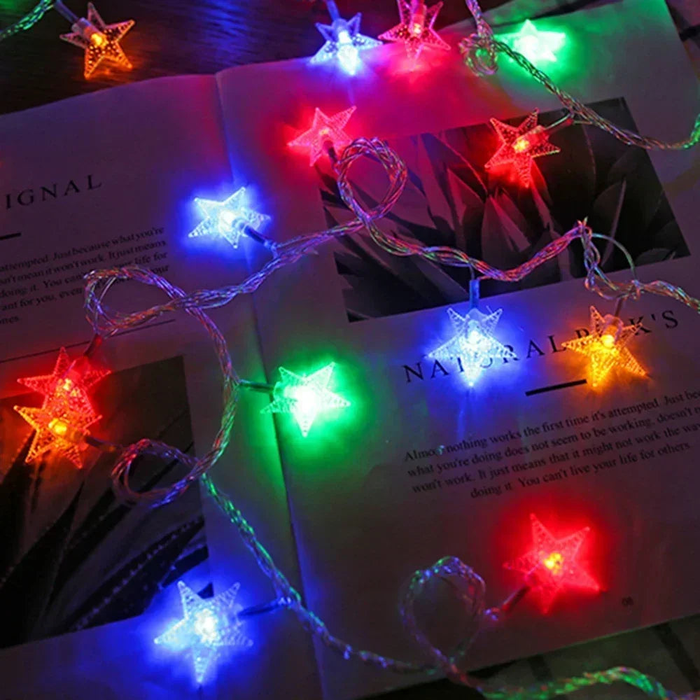 Luci LED di Natale a forma di stelle – Ghirlanda luminosa decorativa per interni ed esterni