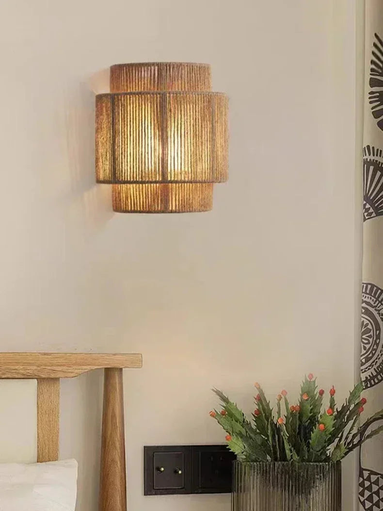 MORI GLOW Lampada da Parete in Cordino di Canapa Fatta a Mano