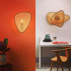 Lampadario in rattan e bambù dal design moderno