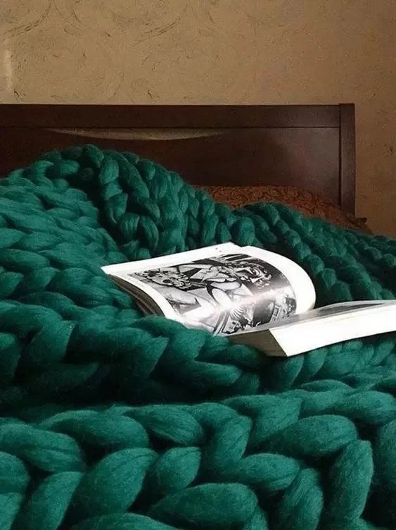 Coperta Chunky Lavorata a Maglia – Plaid Extra Morbido e Caldo per Divano e Letto