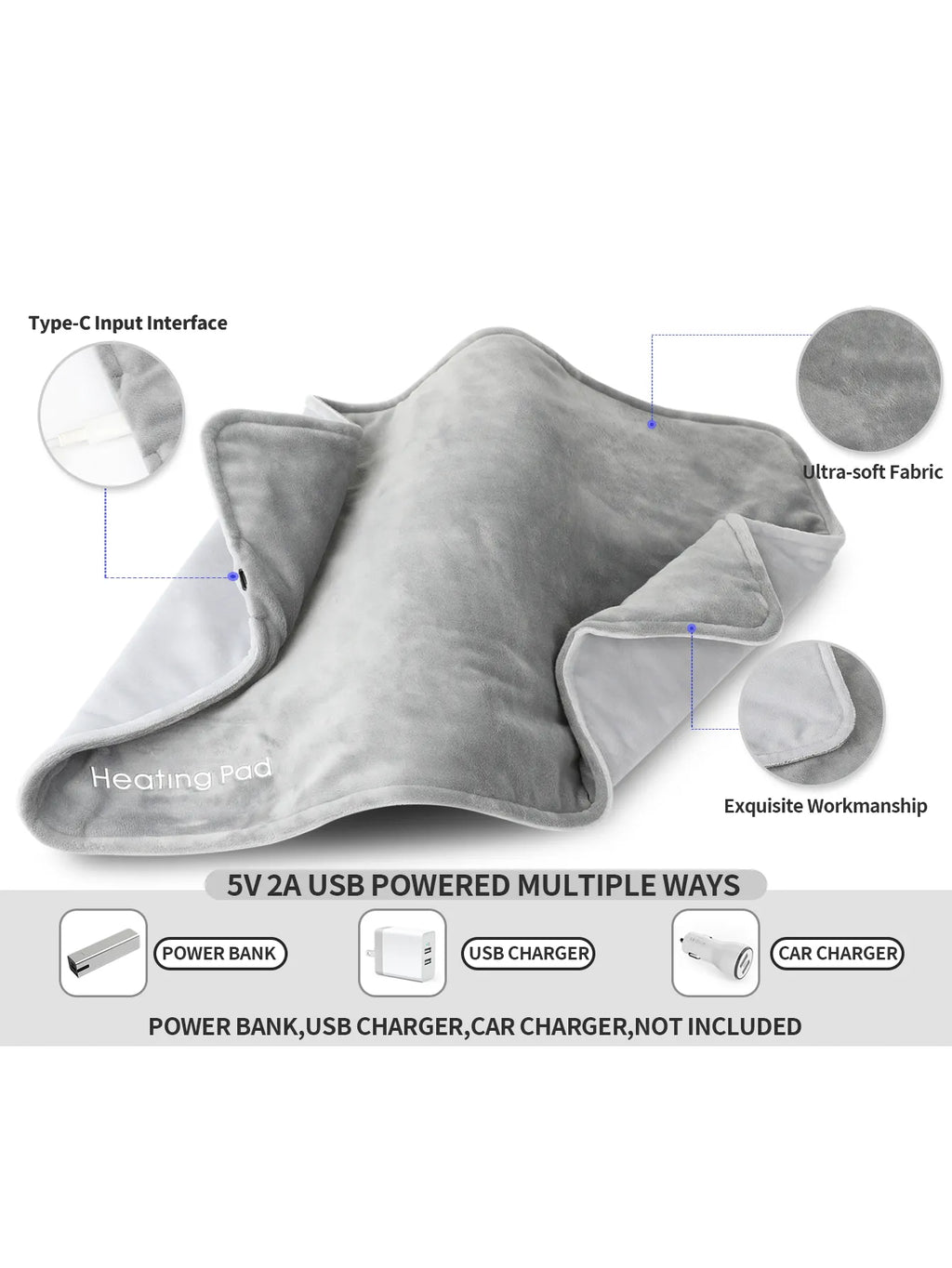 Mini Coperta Riscaldata con USB 5V – Cuscino Elettrico Riscaldante 50 x 30 cm