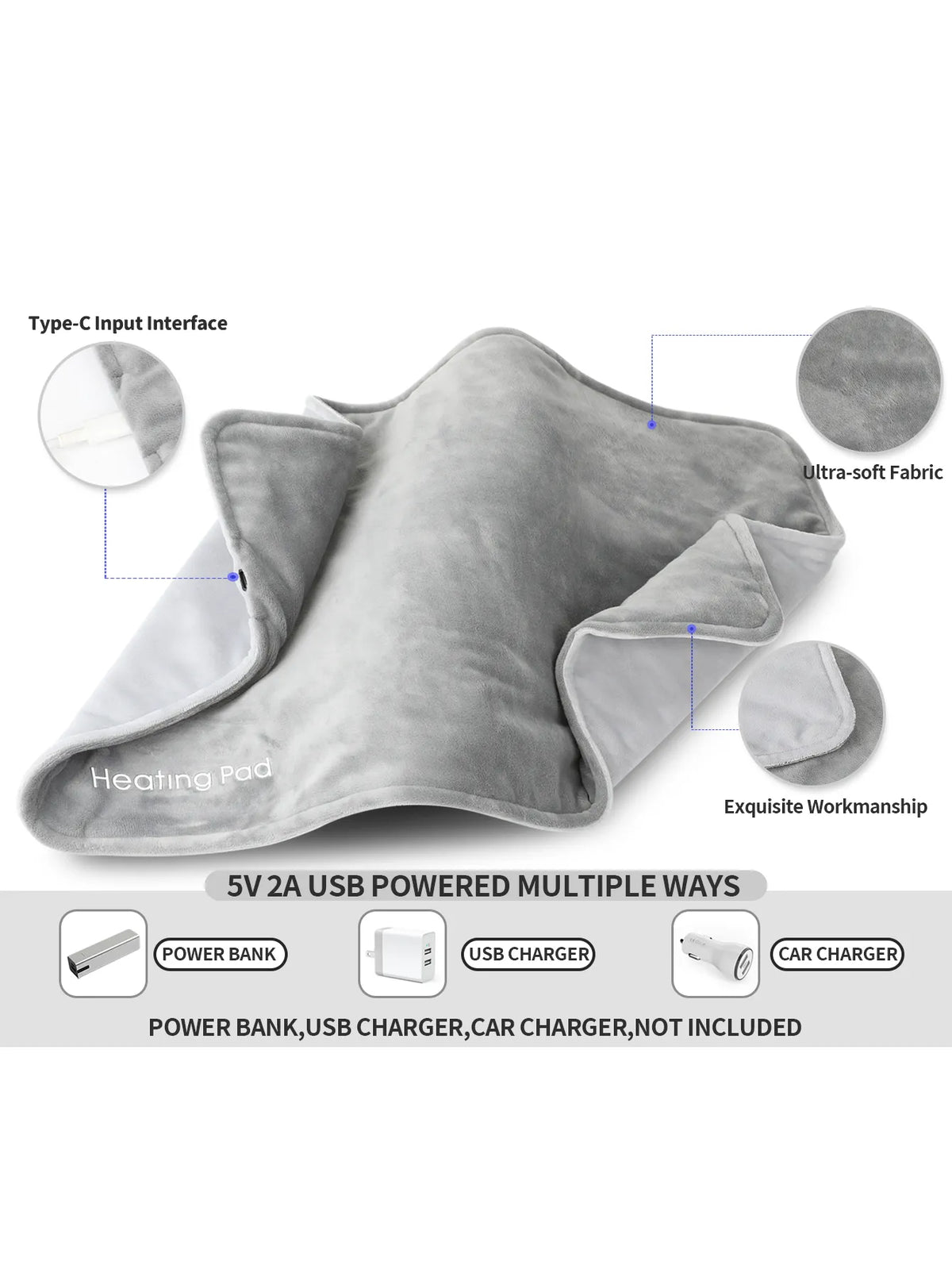 Mini Coperta Riscaldata con USB 5V – Cuscino Elettrico Riscaldante 50 x 30 cm