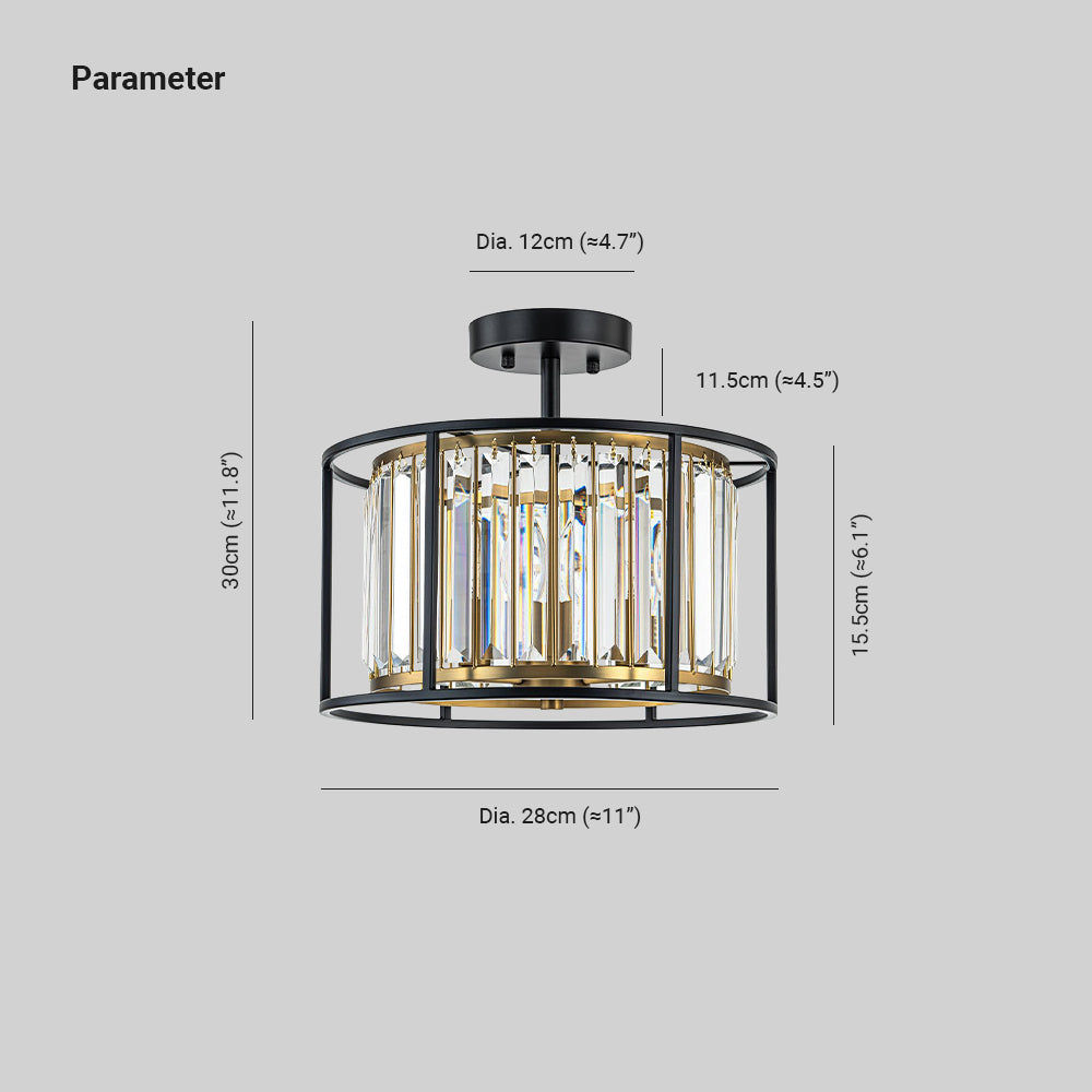 Qvistari Lampada da Soffitto Cristallo Minimalista Semi Flush