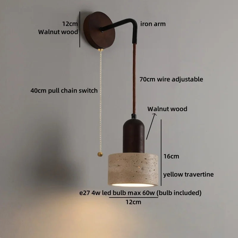 TerraLume Wabi-Sabi Travertino Lampada da Parete LED