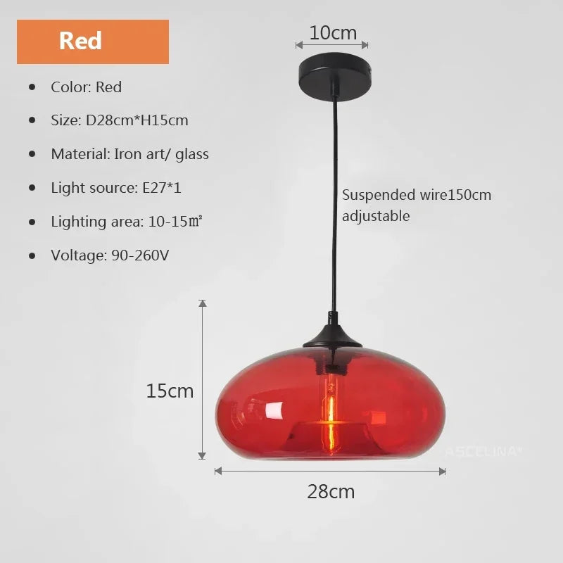Lampada a Sospensione Moderna Colorata in Vetro