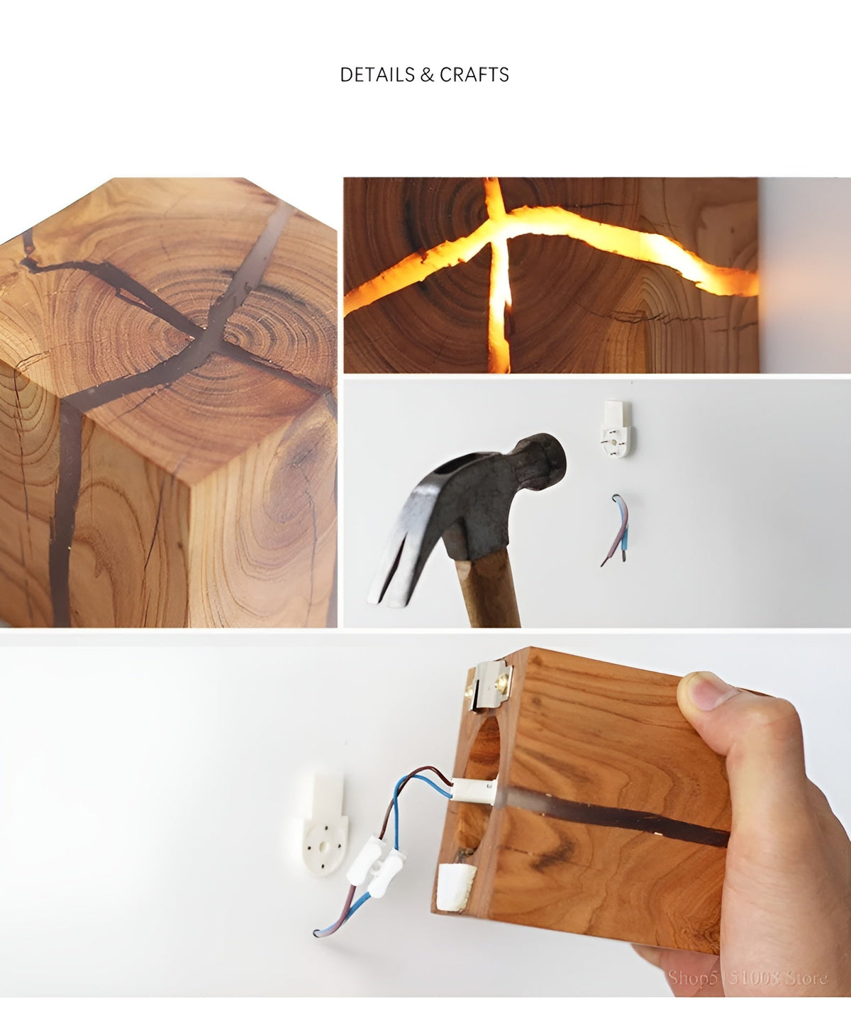 Lampada da tavolo LED a forma di cubo – Design moderno in legno | Elegante per soggiorno e camera da letto