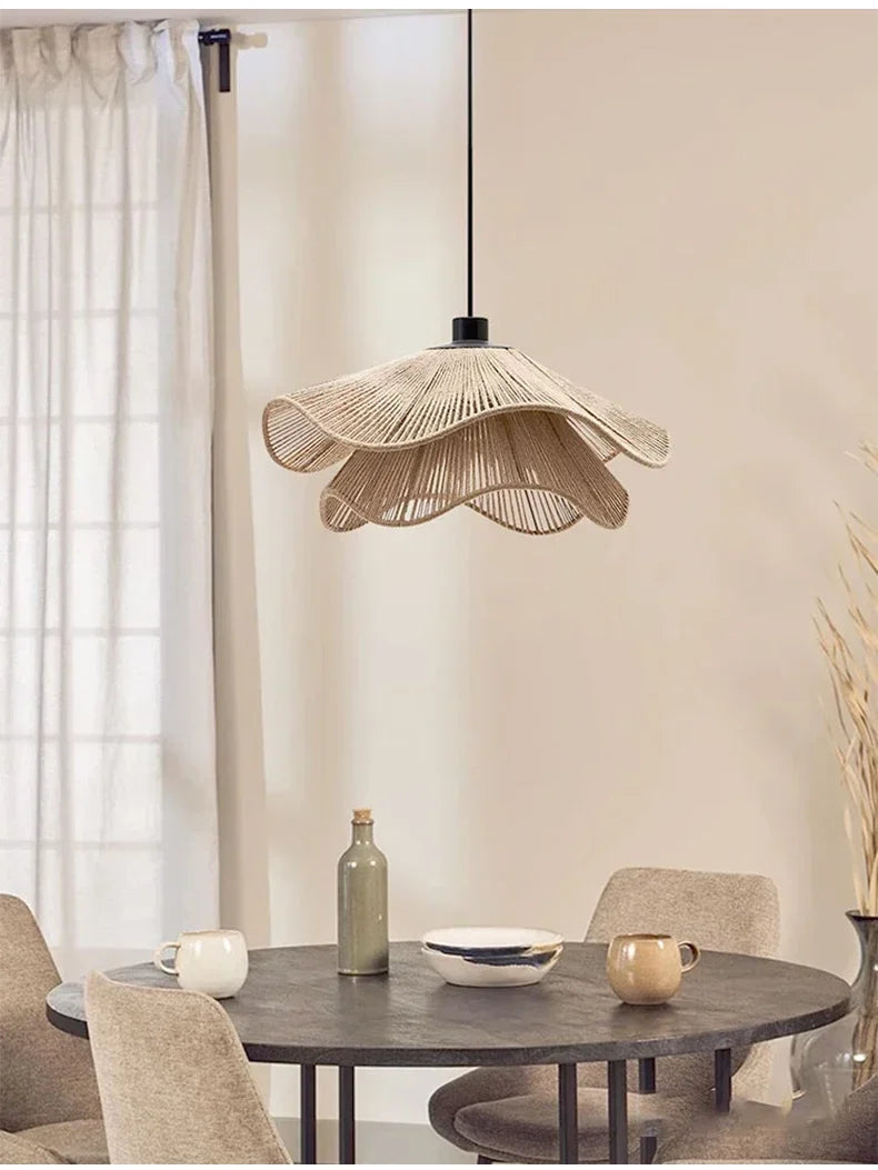 WabiRope Aura: Lampada a Sospensione in Canapa Wabi Sabi Scandinava