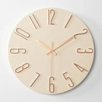 NordicTime - Orologio da parete in legno senza cornice per un arredamento silenzioso e moderno