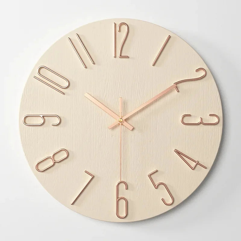 NordicTime - Orologio da parete in legno senza cornice per un arredamento silenzioso e moderno