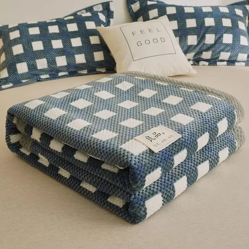 Coperta a Righe – Plaid Morbido per Divano e Letto con Motivo a Quadri Classico