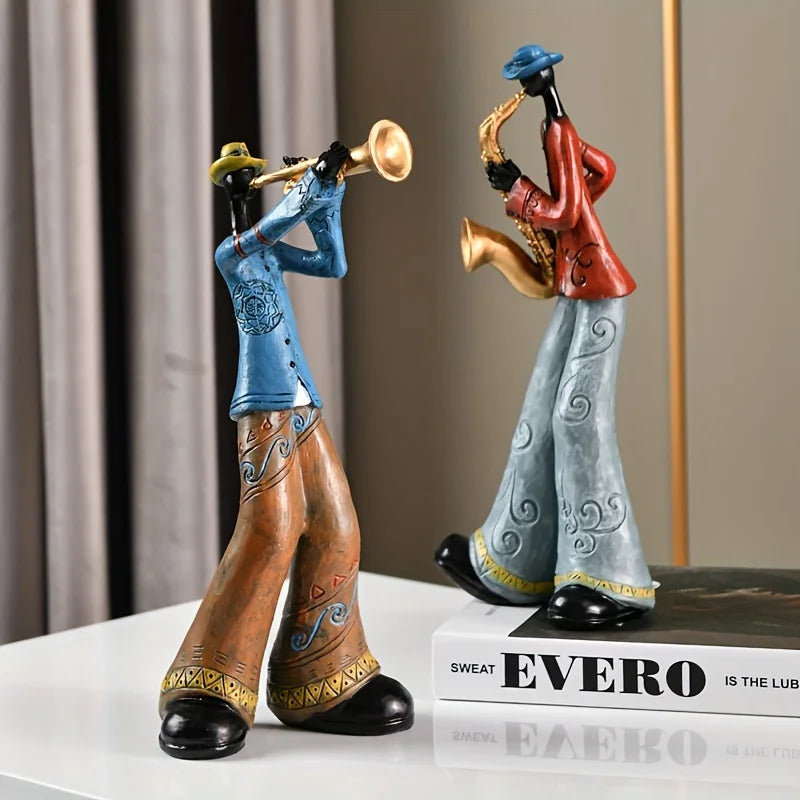 EchoNote – Figura di jazzband in resina per arredamento musicale ispirato al vintage