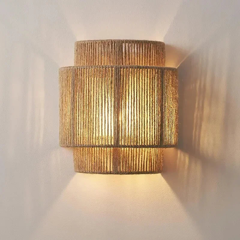 MORI GLOW Lampada da Parete in Cordino di Canapa Fatta a Mano