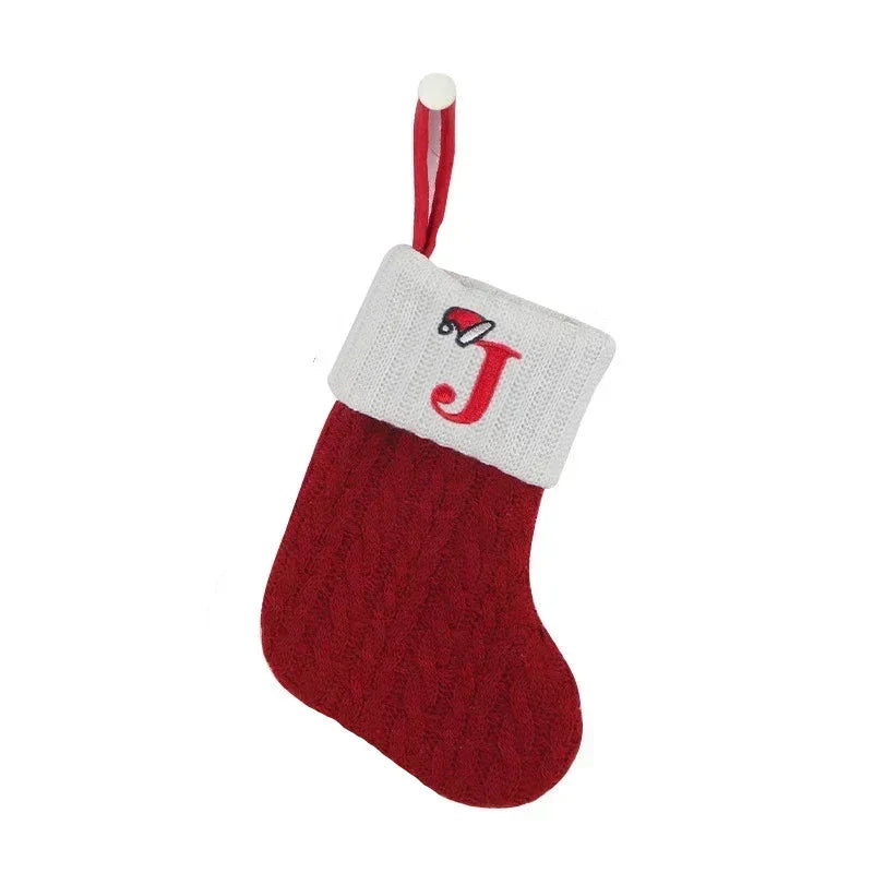Calza di Natale con Iniziale – Calza di Natale Personalizzata per Decorazioni Natalizie
