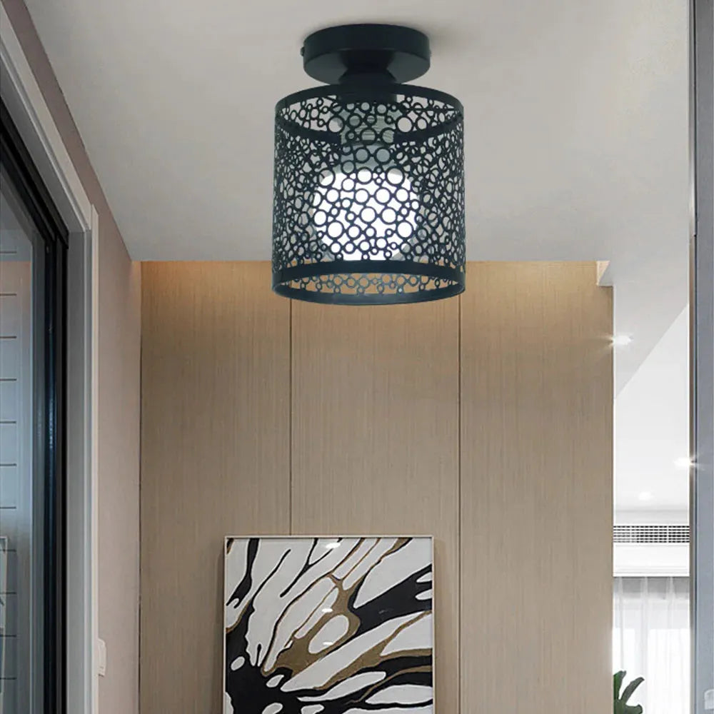 VintageIron Lamp - Lampada da soffitto in metallo retro con gabbia