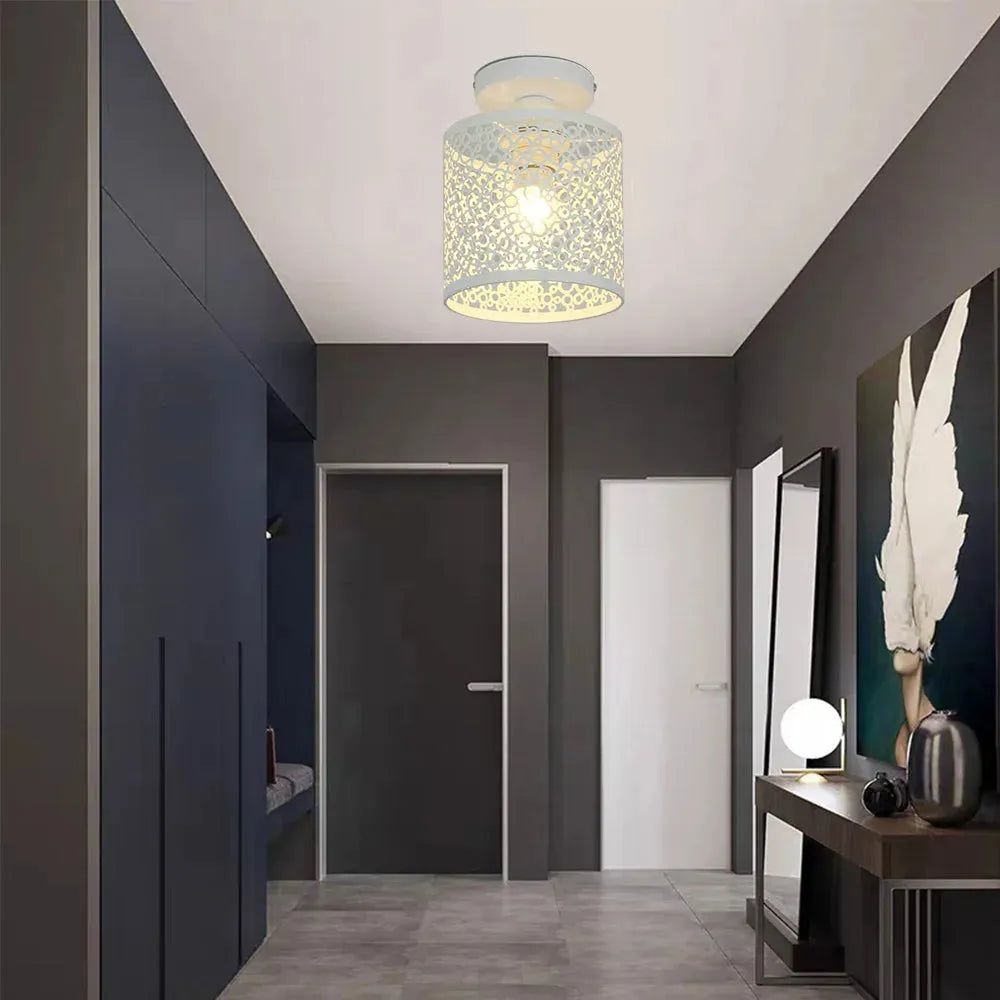 VintageIron Lamp - Lampada da soffitto in metallo retro con gabbia