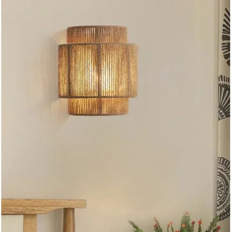 MORI GLOW Lampada da Parete in Cordino di Canapa Fatta a Mano