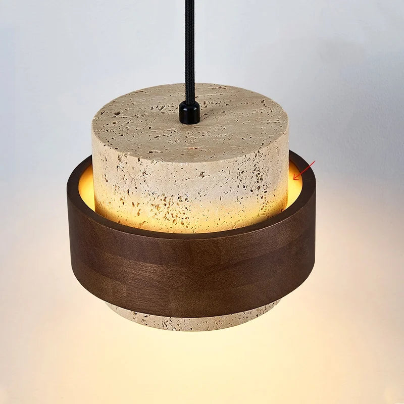 LumiTravert Applique – Design in Pietra Naturale e Legno con Interruttore a Trascinamento