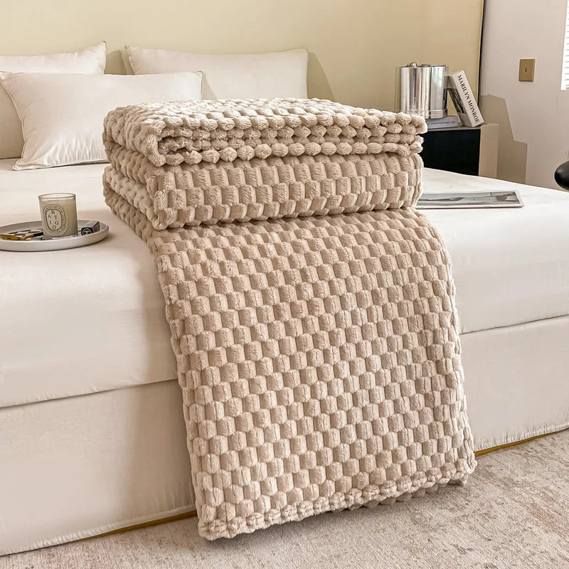 Caelidra - Coperta in Velluto a Righe Calda e Accogliente per Divano e Letto