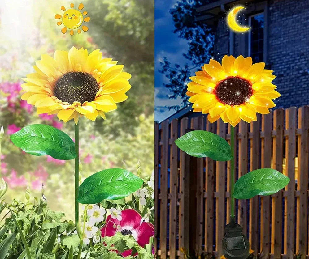 Lampada da esterno a forma di girasole impermeabile con pannello solare
