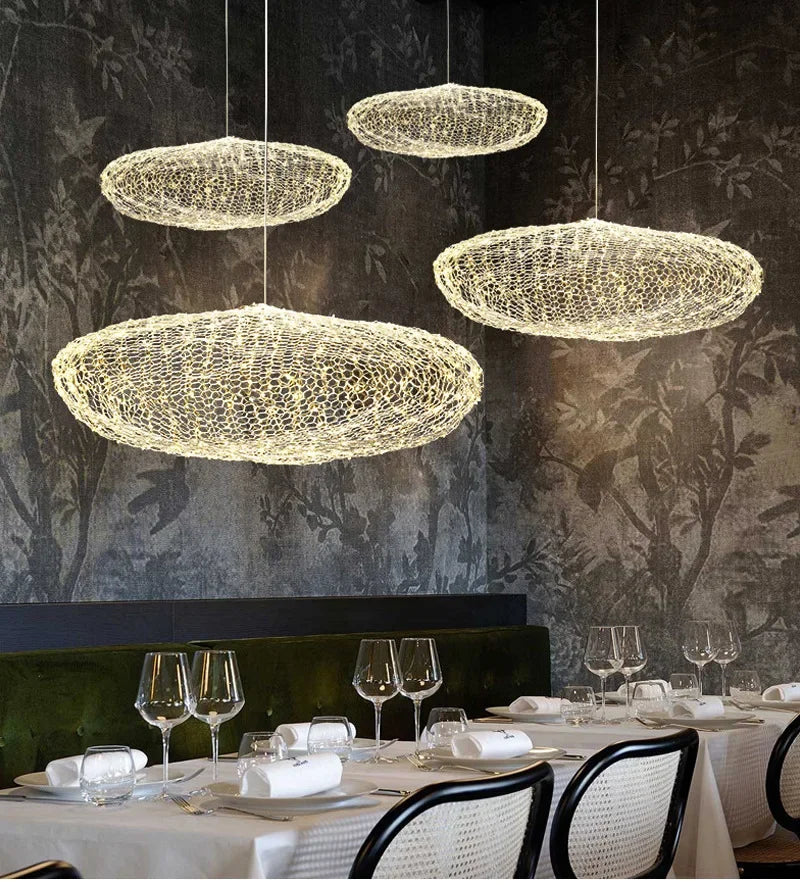 Lampada a sospensione Nuvola in Rete di Ferro Design Danese