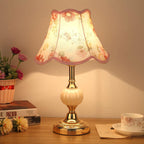 Lampada da Tavolo in Vetro Vintage Florale Nordico con 1 Luce