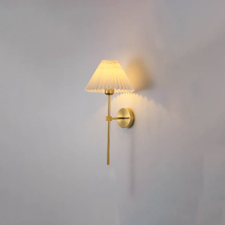 Applique da Parete Vintage con Ombrello Pieghettato e Braccio Dritto 1 Luce