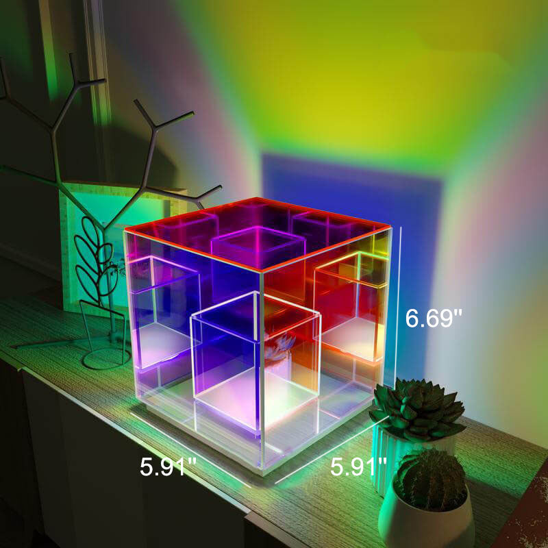 Lampada da Tavolo LED Rubik's Cube RGB in Acrilico Moderno