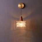 Applique da parete in vetro, noce tradizionale giapponese, cilindro in rame, lampada a 1 luce