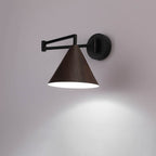 Applique da parete in ferro con braccio a sospensione a cono nordico contemporaneo in legno 1 luce per camera da letto