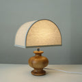 Lampada da Tavolo Vintage in Legno Massello e Tessuto 1 Luce Wabi-sabi Giapponese