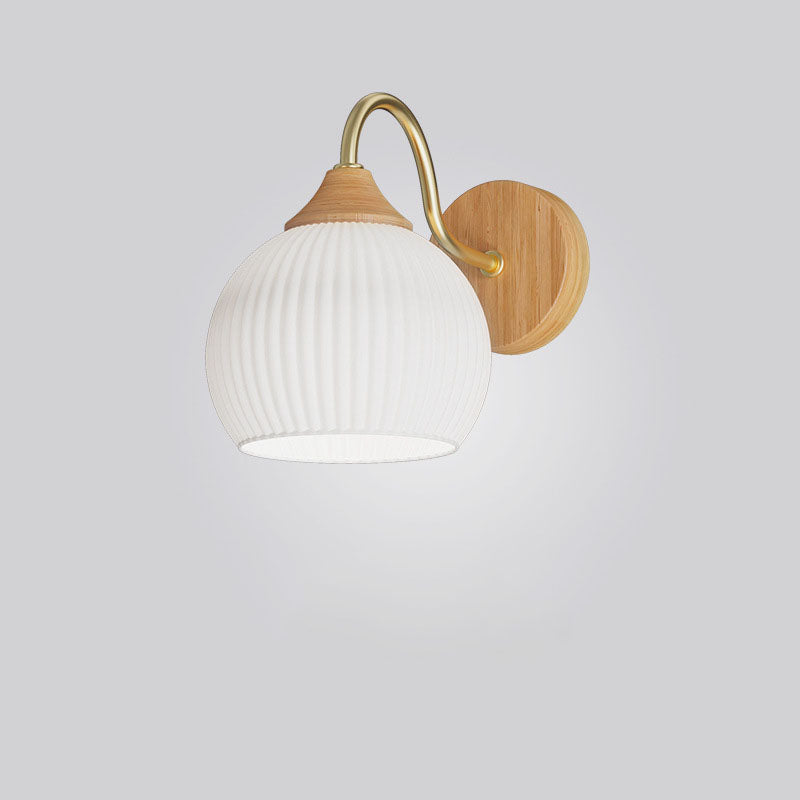 Applique da Parete Rotonda in Vetro e Ferro Striato Nordic Contemporaneo con 1 Luce per Soggiorno e Camera da Letto