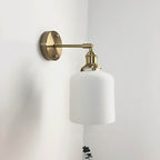 Applique da Parete Lampada in Ottone Lucite Minimalista Retro Giapponese a Cilindro Ovale con 1 Luce