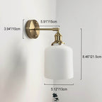 Applique da Parete Lampada in Ottone Lucite Minimalista Retro Giapponese a Cilindro Ovale con 1 Luce