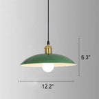 Lampada a sospensione industriale vintage in ferro verde a cono con 1 luce