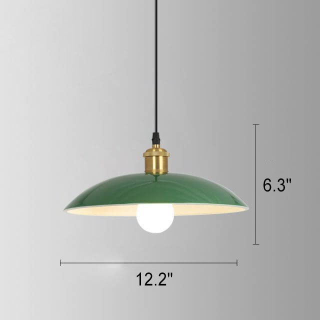 Lampada a sospensione industriale vintage in ferro verde a cono con 1 luce