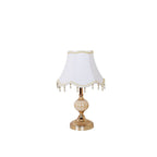 Lampada da Tavolo Tradizionale Vintage in Tessuto Floreale con Placcatura in Vetro per Camera da Letto