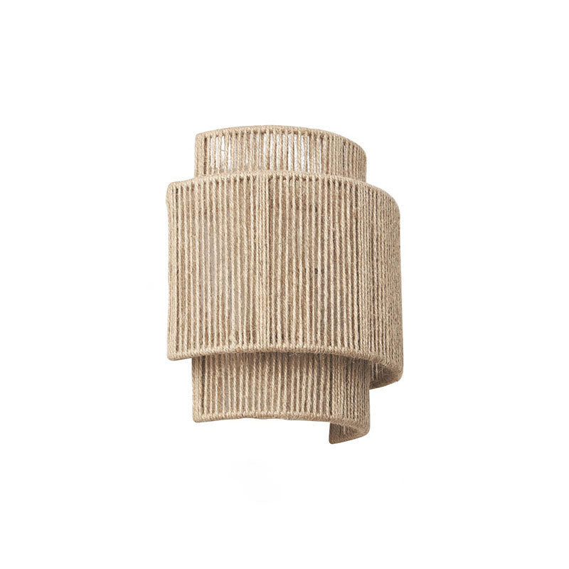 Applique da Parete Curva Tradizionale Giapponese in Cordame con 1 Luce per Soggiorno