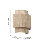 Applique da Parete Curva Tradizionale Giapponese in Cordame con 1 Luce per Soggiorno