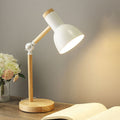 Lampada da Tavolo a 1 Luce con Base in Legno e Ombrello Semicircolare in Ferro Nordic Contemporaneo per Studio