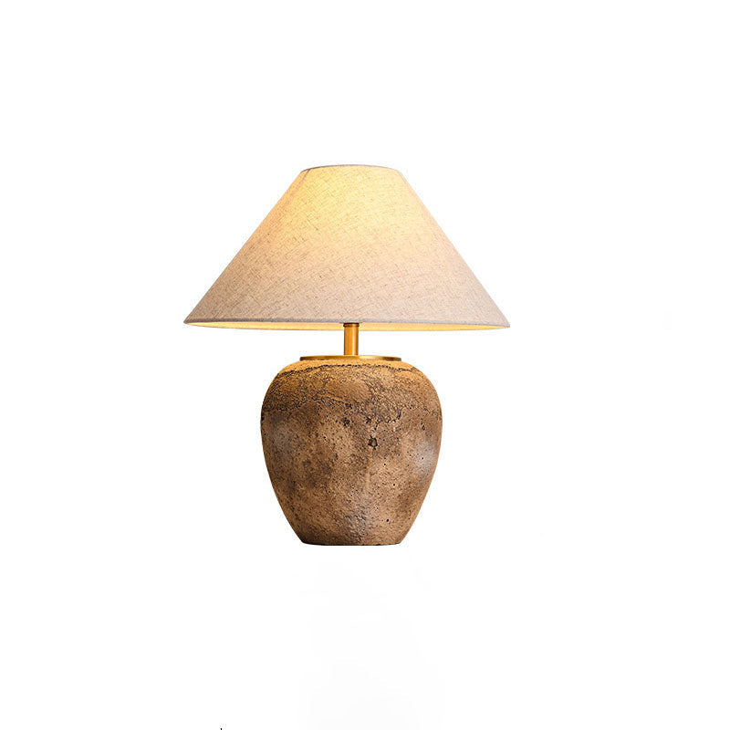 Lampada da Tavolo in Ceramica con Cono in Tessuto Moderno Shabby Chic per Camera da Letto