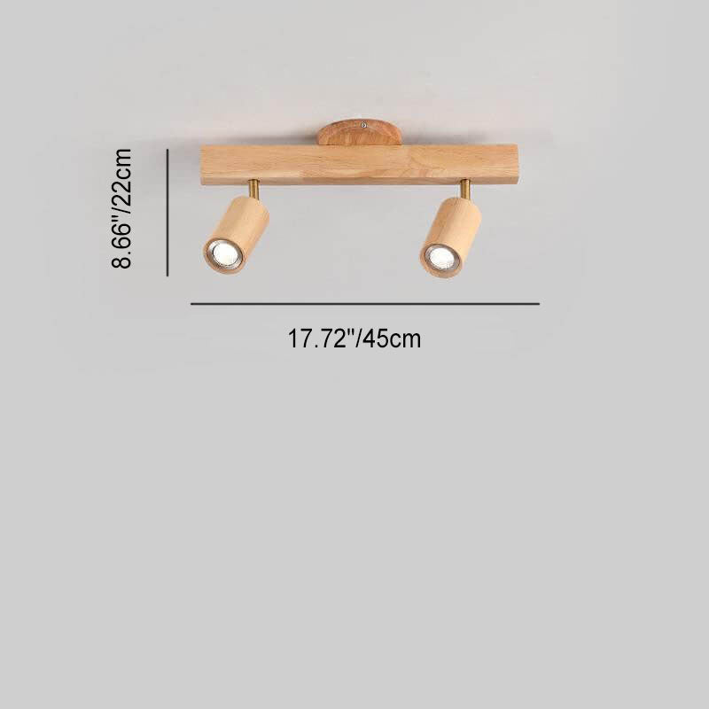 Moderna Illuminazione a Binario in Legno Massello e Metallo LED Semi-Incastro per Soggiorno