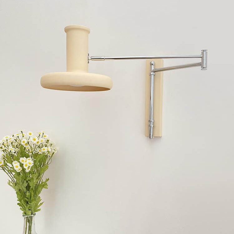 Applique da muro in stile nordico minimalista beige con braccio oscillante e 1 luce
