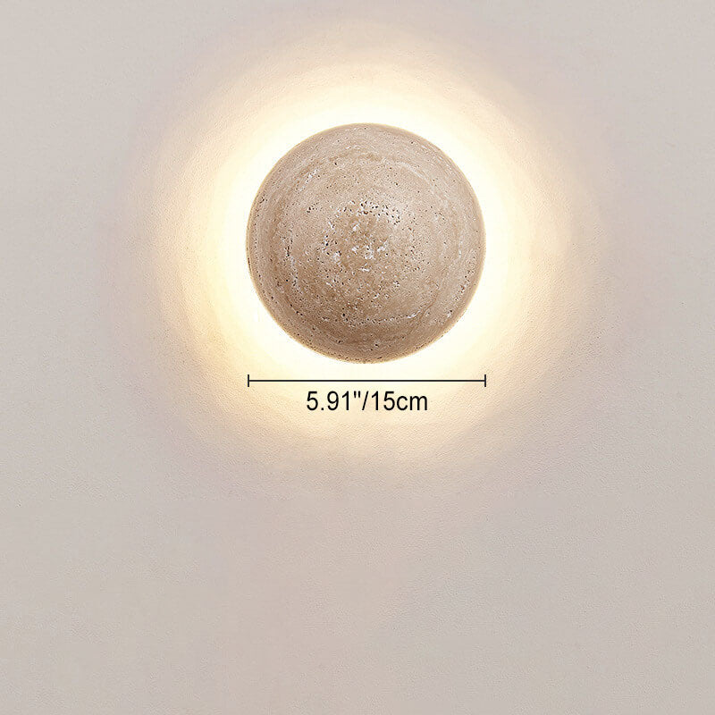 Lampada da parete LED Wabi-Sabi in travertino giallo rotondo tradizionale giapponese per corridoio