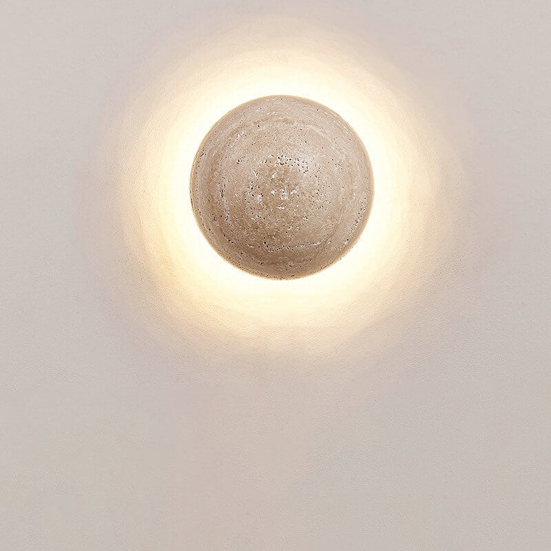 Lampada da parete LED Wabi-Sabi in travertino giallo rotondo tradizionale giapponese per corridoio