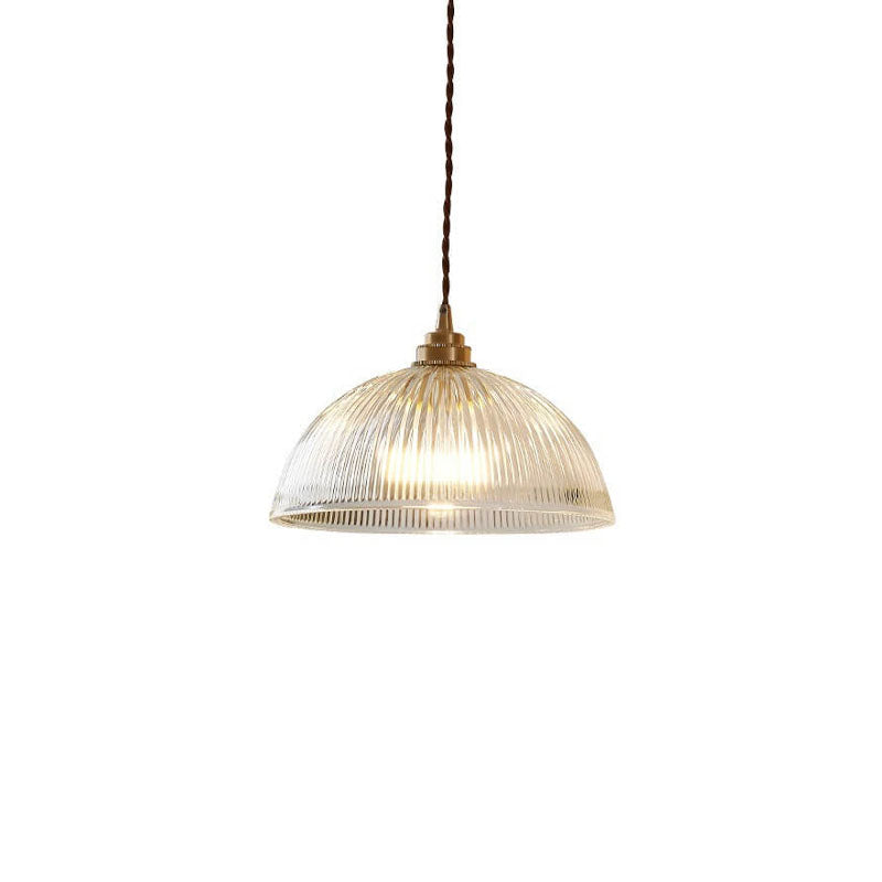 Coperchio in Vetro Trasparente Minimalista Moderno in Ottone con Lampada a Sospensione a 1 Luce