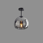 Lampada da soffitto semi-incassata in vetro e ferro a sfera, stile nordico contemporaneo, 1 luce per soggiorno
