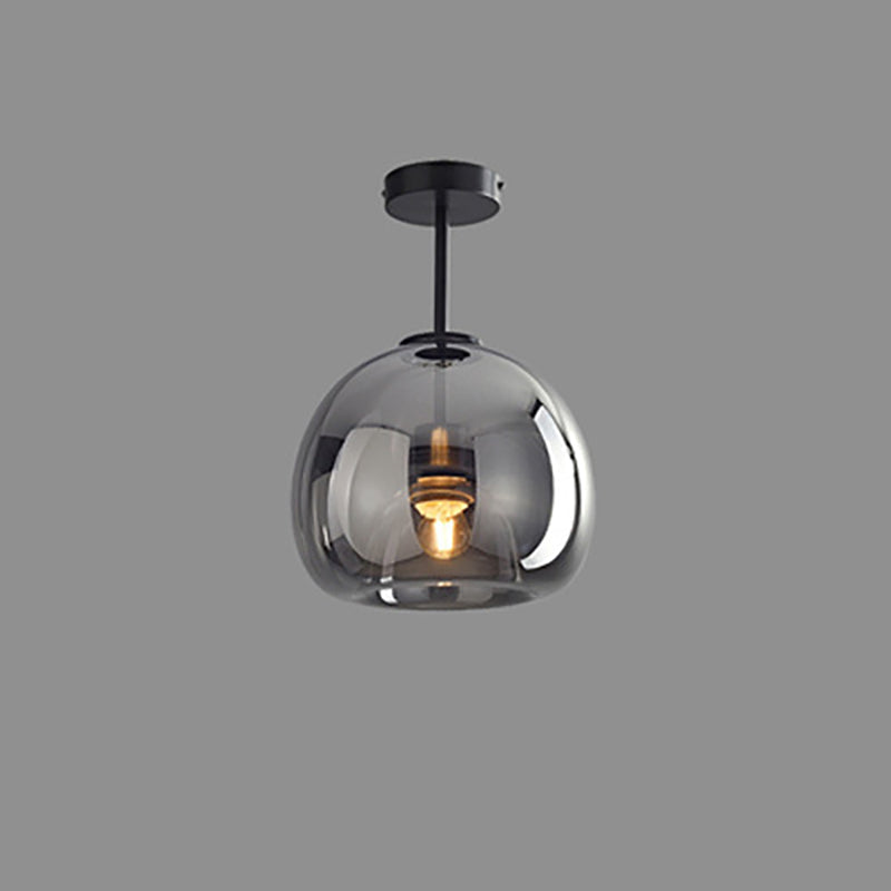 Lampada da soffitto semi-incassata in vetro e ferro a sfera, stile nordico contemporaneo, 1 luce per soggiorno