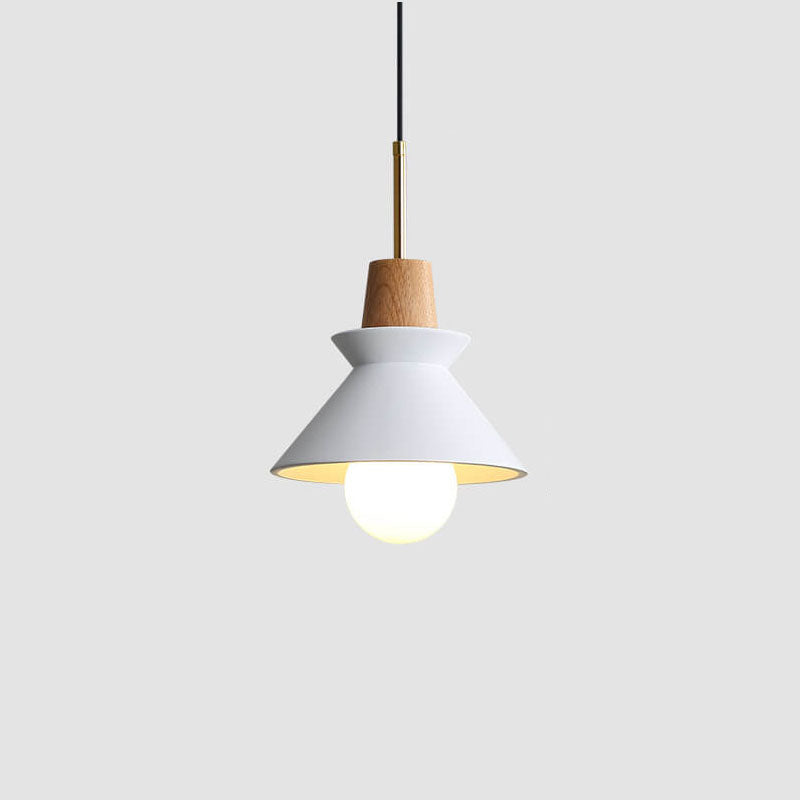 Lampada a Sospensione Minimalista Nordica in Legno e Cemento con 1 Luce