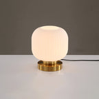 Lampada da Tavolo Ovale in Vetro Striato Nordico con Design a 1 Luce