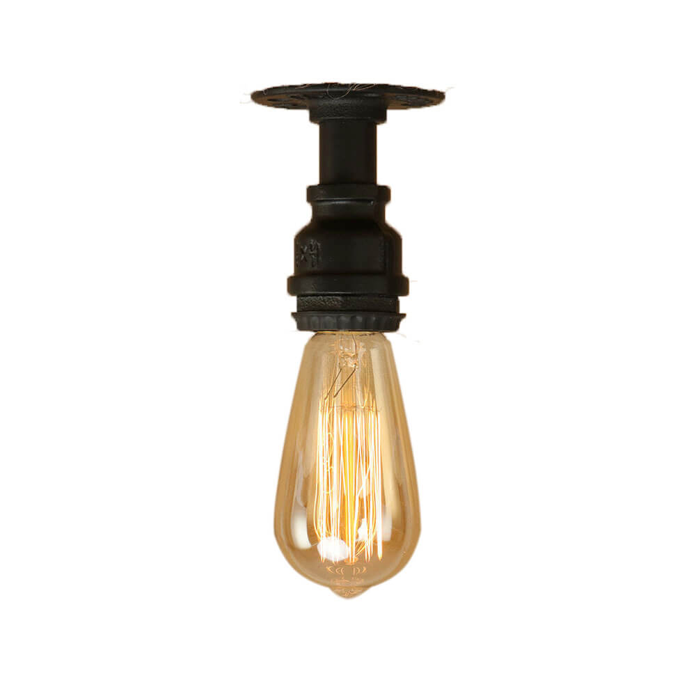 Lampada da Soffitto Flush Mount in Vetro e Ferro Stile Vintage Steampunk con 1 Luce